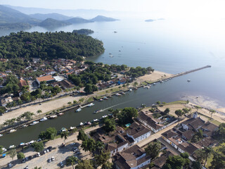 Paraty, one of the oldest historic cities in Brazil, dates back to the colonial era. Top view by...