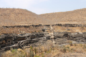 The famous buddhist temple ajanta caves are carved in rocks in the region of Maharashtra in India is an unesco world heritage site