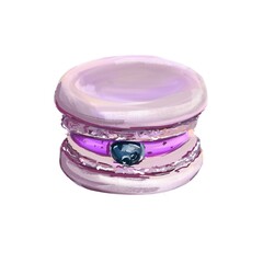 French Patisserie with blueberry. Violet Macaroon cookie isolated on white . Food illustration good for confectionery menu, desserts icon. Handmade desserts digital illustration  