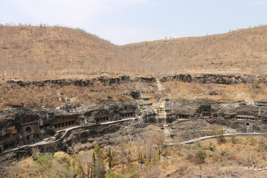 The famous buddhist temple ajanta caves are carved in rocks in the region of Maharashtra in India is an unesco world heritage site