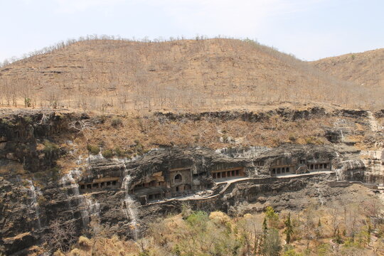The famous buddhist temple ajanta caves are carved in rocks in the region of Maharashtra in India is an unesco world heritage site
