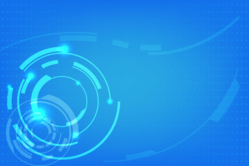 Technology circle background with abstract line of network. Blue redial light with half tone in back. 