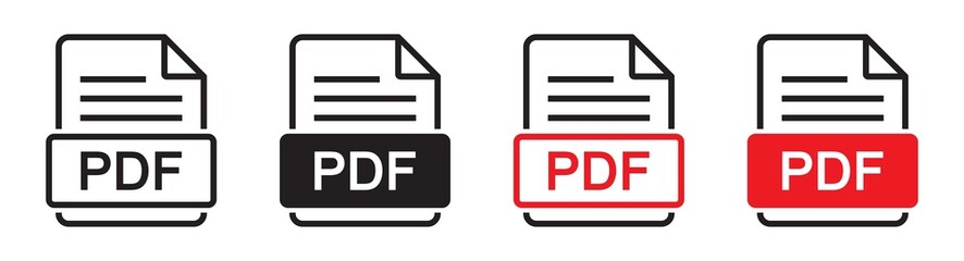 PDF file format icon, vector illustration - obrazy, fototapety, plakaty