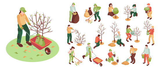 Isometric Spring Gardening Icon Set