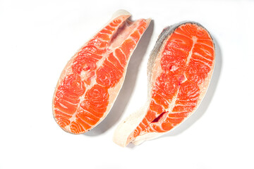 Raw salmon trout steaks