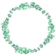 Watercolor wreath with eucalyptus
