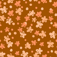 Floral print for summer. Endless meadow floral pattern. Doodle background with flat flowers. Dreamy pattern with a summer motif.