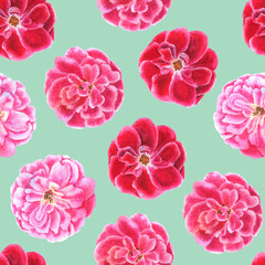 Watercolor seamless pattern with flowers