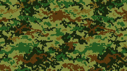 Military Pixel camouflage texture pattern horizontal banner illustration wallpaper background copy space, place for text, text area