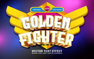 Fototapeta premium Golden fighter logo game editable text effect