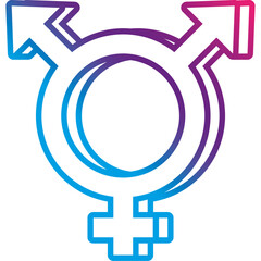 gender bisexual sign line style - obrazy, fototapety, plakaty