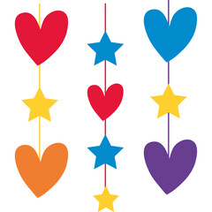 hearts and stars hanging