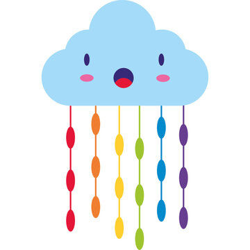 cloud comic with rainbow garlands