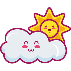 summer sun and cloud kawaii