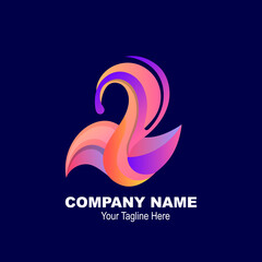 abstract animal swan gradient style business logo for company