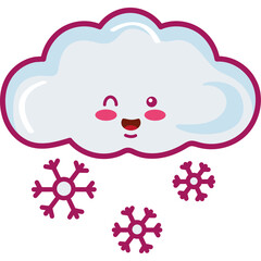 cloud with snowflakes kawaii style