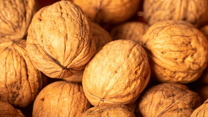 Healthy walnuts in macro for background