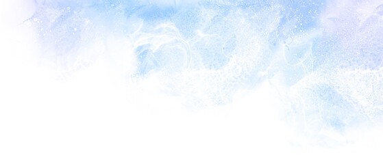 春夏用アルコールインクアート抽象テンプレート）水色のマーブル模様の波　幻想的　グラデーション　横長