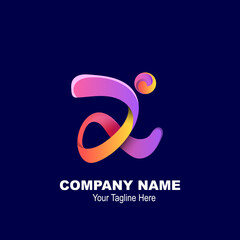 abstract running man gradient style business logo for company