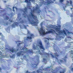 Obraz premium Seamless trendy patterns with teal turquoise azalea and rhododendron flowers. Beautiful cool monocolor pattern in cool gentle teal green tones. Design for fabric, graphics, wallpapers, textiles.