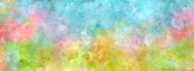 Colorful spring watercolor art texture in banner design backdrop