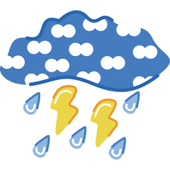 cloud with rays and drops scraps