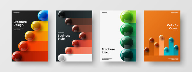 Geometric corporate cover vector design illustration bundle. Isolated realistic balls presentation concept set.