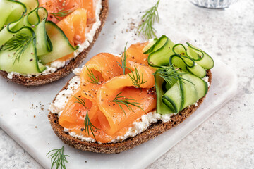 open sandwiches with salted salmon