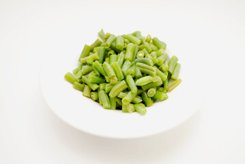 Fresh Cooked Cut Green Beans in a Serving Bowl	