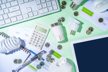 Go green, energy costs concept