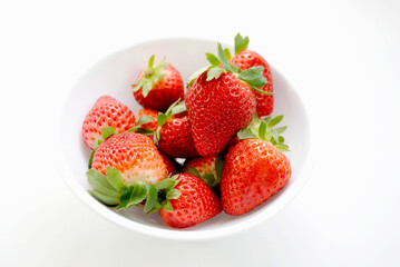 Fresh Organically Grown Strawberries in a White Bowl	