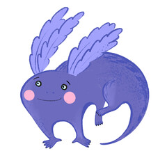 Axelotol on white isolated background . Vector illustration