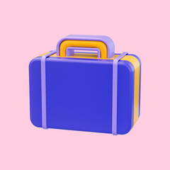 realistic glossy briefcase icon 3d render concept for business office work important file carry