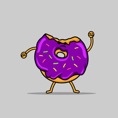 angry donut With A Mouth Bite Vector Icon Illustration 