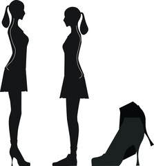 Women and heels relation vector illustration