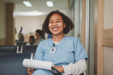 African american women are doctor trainee in hospital, American medical student or intern