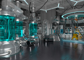 3D Rendering Science Fiction Laboratory © photosvac