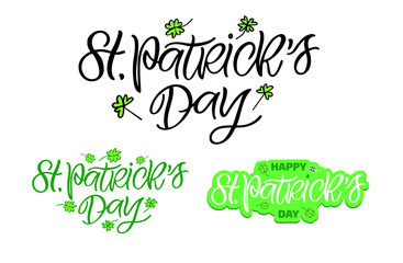 Fototapeta premium St.Patrick's Day - cute lettering hand drawn doodle label. St. Patrick's Day mix.