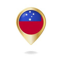 Fototapeta premium Samoa island flag on golden pointer map, vector illustration eps.10
