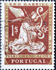 Portugal - circa 1962: a postage stamp from Portugal, showing an image of the mighty Archangel...