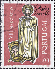 Portugal - circa 1962 : a postage stamp from Portugal , showing an image of St. Zeno of Verona...