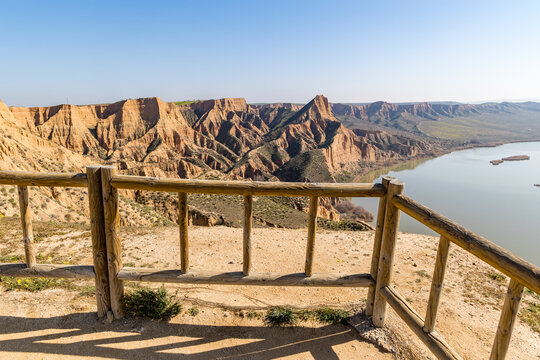 clay ravines, covered in fog, called the barrancas del burujon in Toledo