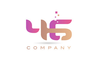 46 number icon logo for company and business with dots design. Creative template in purple and brown color