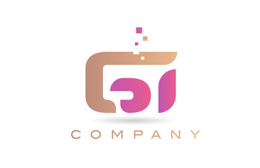 61 number icon logo for company and business with dots design. Creative template in purple and brown color