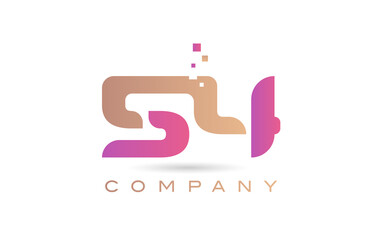 54 number icon logo for company and business with dots design. Creative template in purple and brown color - obrazy, fototapety, plakaty