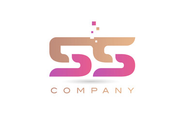 55 number icon logo for company and business with dots design. Creative template in purple and brown color