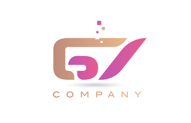 67 number icon logo for company and business with dots design. Creative template in purple and brown color