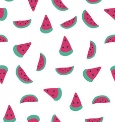 Watermelon slices seamless pattern, summer pattern with yum-yum lettering