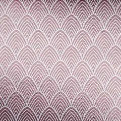 Pink Art Deco abstract background. Leather texture with silver geometric pattern