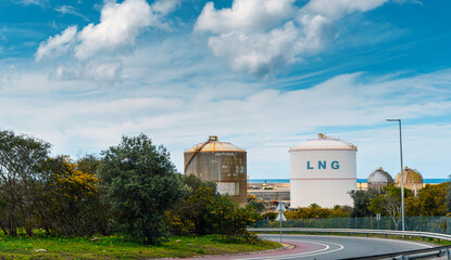 over land gas pipeline system LNG tank storage at natural gas station